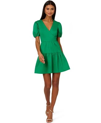 Adrianna by Adrianna Papell Women's Faux-Wrap Tiered Dress