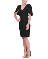 Jessica Howard Petite Draped-Sleeve V-Neck Sheath Dress