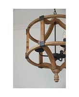 Streamdale Furniture Wood Drum Chandelier, Adjustable Chain, Bulb Not Included