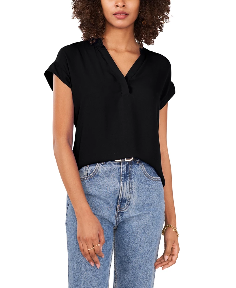 Vince Camuto Women's Split-Neck Short-Sleeve Blouse