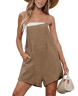 Cupshe Women's Coffee Brown Pinafore Romper