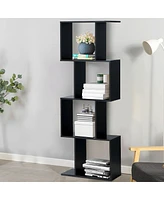 Slickblue Wooden S-Shaped Bookcase for Living Room, Bedroom, Office