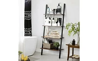 Multipurpose 4-Tier Industrial Leaning Wall Bookcase with Metal Frame