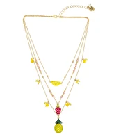 Betsey Johnson Faux Stone Fruit Charm Layered Necklace