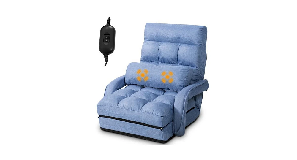 Slickblue Folding Lazy Floor Chair Sofa with Armrests and Pillow