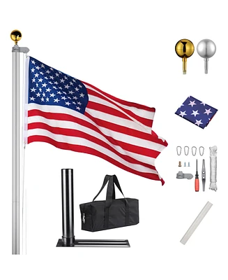 Yescom 20FT Aluminum Flagpole Kit with Tire Mount Base Flag Ball Top Outdoor Rv