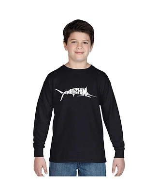 La Pop Art Boys Word Long Sleeve - Marlin Gone Fishing