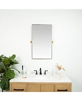 Hamilton Hills Wall-Mounted Beveled Frame Pivot Mirror with Hinges Brackets Included - Gold