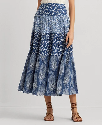 Lauren Ralph Women's Patchwork Floral A-Line Skirt