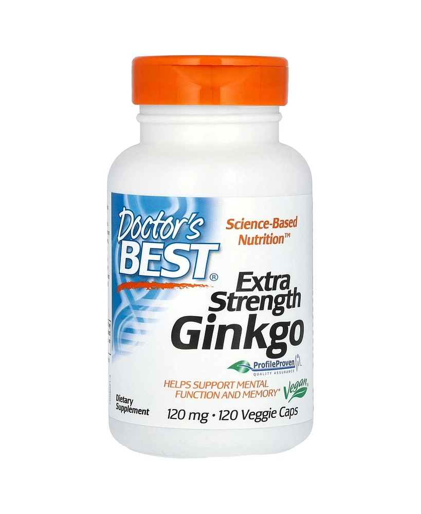 Doctor's Best Extra Strength Ginkgo, 120 mg, 120 Veggie Caps, Herbal Supplements