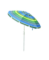 Yescom Ft Striped Outdoor Umbrella Uv Protection Sunshade Tilt Sand Anchor