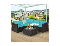 Slickblue 6 Pieces Rattan Patio Sectional Sofa Set with Cushions for 4-5 Person