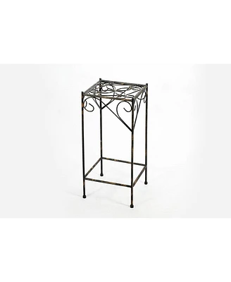 Ore International 26.18 in. Celtic Clover Square Cast-Iron Plant Stand