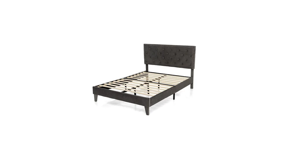 Slickblue Upholstered Platform Bed with Tufted Headboard