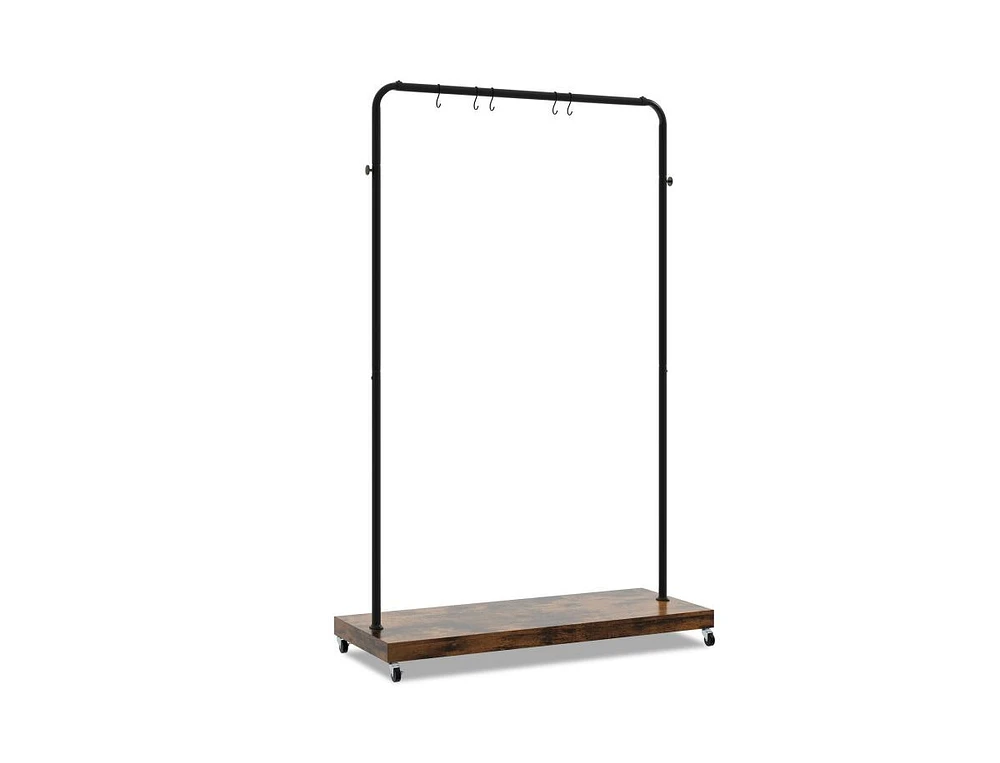 Slickblue Rolling Garment Rack with Hanging Hooks and Bottom Storage Shelf