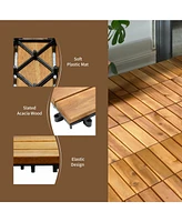 Slickblue 27 Pieces Acacia Wood Interlocking Patio Deck Tile