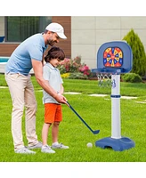 Slickblue 4-In-1 Adjustable Kids Basketball Hoop with Ring Toss Sticky Ball