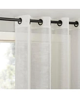 Slub Textured Linen Blend Black Grommet Top Curtain