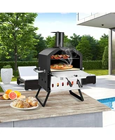 Sugift Outdoor Pizza Oven with Anti-scalding Handles and Foldable Legs