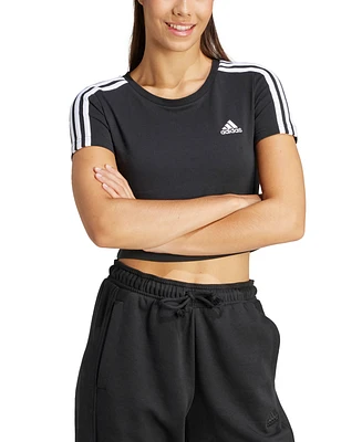 adidas Women's Essentials 3 Stripes Cropped T-Shirt