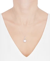 Honora Cultured Freshwater Pearl (9mm) & Diamond (1/10 ct. t.w.) Swirl 18" Pendant Necklace in 14k White Gold