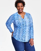 I.n.c. International Concepts Plus Zip-Pocket Top, Created for Macy's