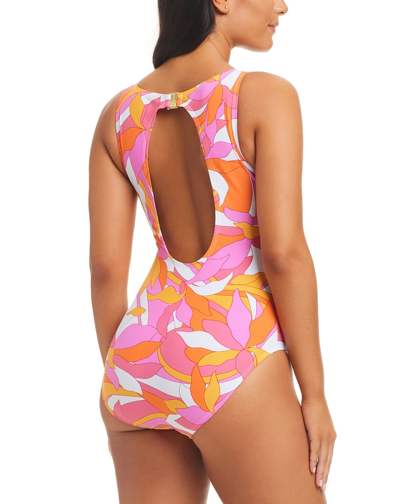 Beyond Control Women's One-Piece Printed Cut-Out Swimsuit
