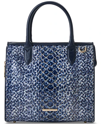 Brahmin Caroline Navy Meadowport Small Leather Satchel