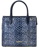 Brahmin Caroline Navy Meadowport Small Leather Satchel