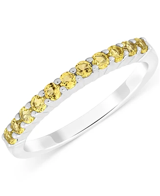 Swiss Blue Topaz Band (1/5 ct. t.w.) in Sterling Silver (Also available in Additional Gemstones)