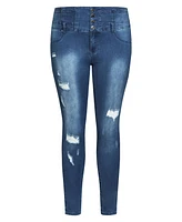 City Chic Plus Asha Rip Corset Skinny Jean