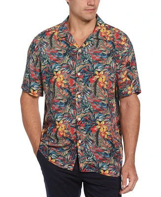 Perry Ellis Men's Short Sleeve Button-Front Tropical Camp Shirt