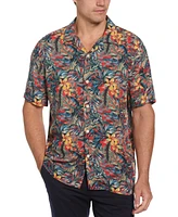 Perry Ellis Men's Short Sleeve Button-Front Tropical Camp Shirt