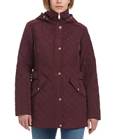 Jones New York Women's Hooded Stand-Collar Quilted Coat