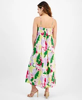 Jamie & Layla Petite Printed Braided-Strap Empire-Waist Maxi Dress