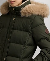 Lauren Ralph Petite Faux-Fur-Trim Hooded Puffer Coat