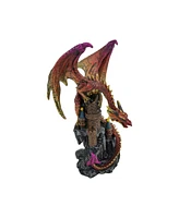 Fc Design 5.25"H Red Dragon on Castle Figurine Decoration Home Decor Perfect Gift for House Warming, Holidays and Birthdays