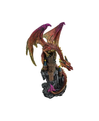 Fc Design 5.25"H Red Dragon on Castle Figurine Decoration Home Decor Perfect Gift for House Warming, Holidays and Birthdays