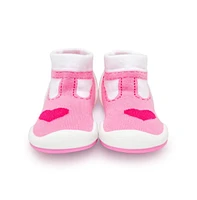 Komuello Infant Girl Breathable Washable Non-Slip Sock Shoes T-Strap Heart