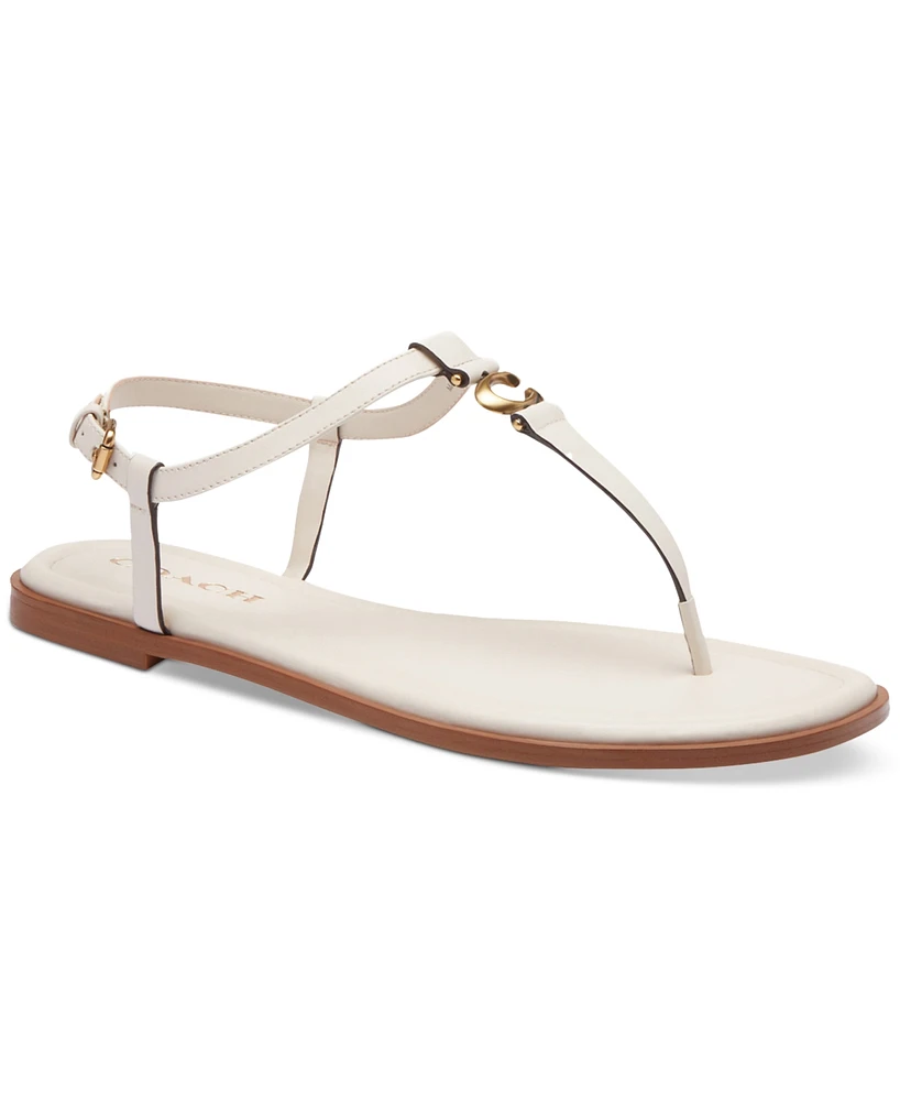 Coach Women's Jessica Sculpted "C" Ankle-Strap Thong Flat Sandals