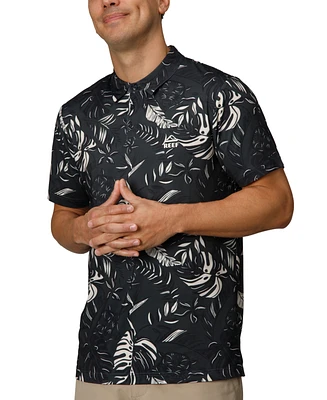 Reef Men's Stillman Short Sleeve Button-Placket Printed Polo Shirt