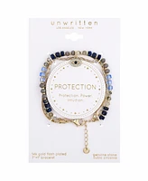 Unwritten Cubic Zirconia Multi Blue Glass Evil Eye Triple Strand Bracelet