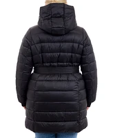 Michael Kors Plus Hooded Belted Down Puffer Coat, Created for Macy's