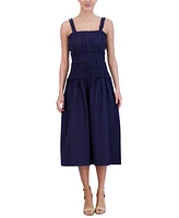 Eliza J Women's Cotton Smocked-Bodice Midi Sun Dress