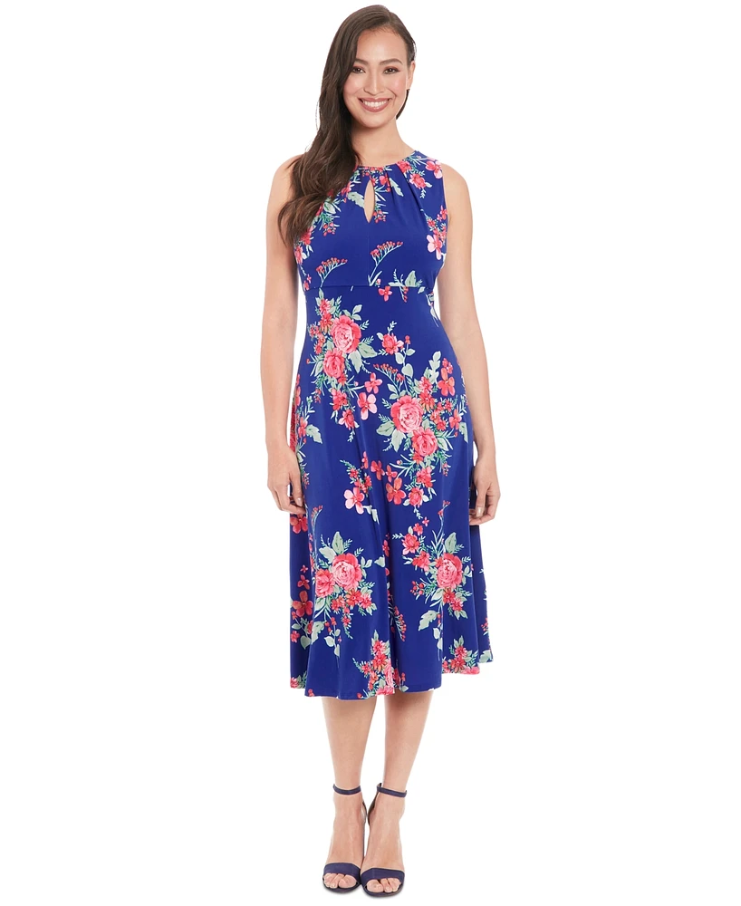 London Times Women's Floral-Print Fit & Flare Dress