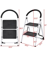 Sugift 2.75 Feet Folding Step Stool with Iron Frame and Anti-Slip Pedals