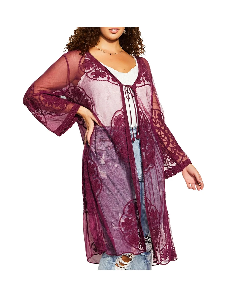 City Chic Plus Size Lost Angel Sheer Jacket