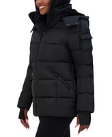 Steve Madden Juniors' Faux-Fur-Lined Hooded Puffer Coat
