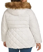 Tommy Hilfiger Plus Size Faux-Fur-Trim Hooded Puffer Coat, Created for Macy's