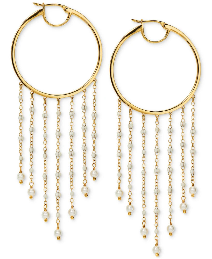 Ajoa by Nadri Imitation Pearl Fringe Hoop Earrings